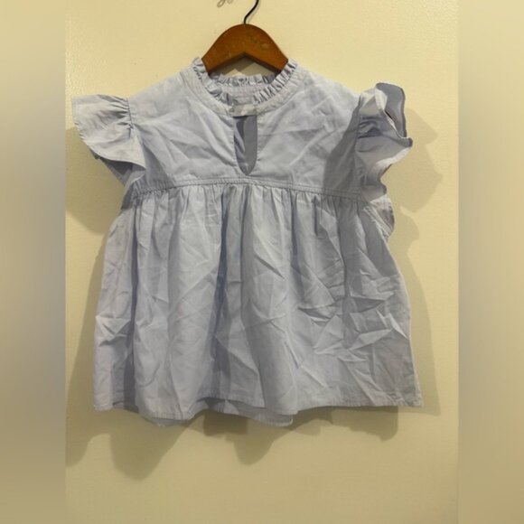 Little Moon Sky Blue Ruffle Sleeve Blouse - Picture 1 of 6